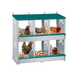 Pondoir 6 nids en m&eacute;tal - Gris et vert - 81x63x33 cm