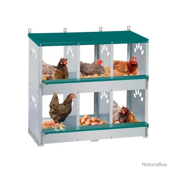 Pondoir 6 nids en m�tal - Gris et vert - 81x63x33 cm