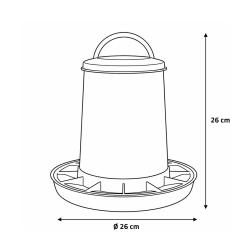 Mangeoire plastique avec poign&eacute;e 3 kg pour volailles - Rouge et blanc