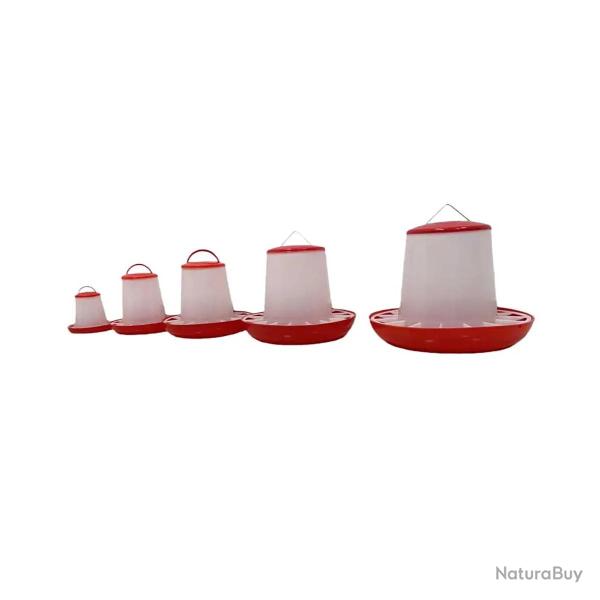 Mangeoire plastique avec poign�e 3 kg pour volailles - Rouge et blanc