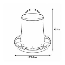 Mangeoire plastique avec poign&eacute;e 1,5 kg pour volailles et pigeons