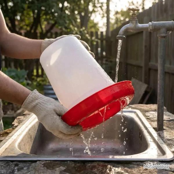 Mangeoire � tr�mie plastique 1,5 kg avec poign�e pour volailles
