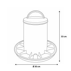Mangeoire plastique avec poign&eacute;e 6 kg pour volailles - Rouge et blanc