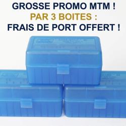 PROMO MTM ! LOT DE 3 BOITES A MUNITIONS MTM RM-50 BLUE POUR 50 CART. CALIBRE 308W