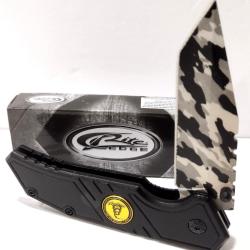 Couteau pliant tactique Rite Edge - Lame Tanto Camo 3Cr13 Manche Aluminium Noir Don't Tread On Me