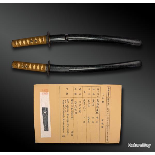 SABRE appel� Katana attribu� a Nobukuni Yoshimasa, avec certificat - Province Chikuzen, Japon