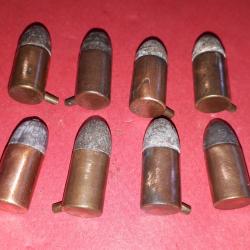 Lot de 8 Cartouches 9 MM Broche Poudre Noire marquage Divers