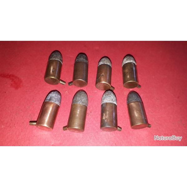 Lot de 8 Cartouches 9 MM Broche Poudre Noire marquage Divers