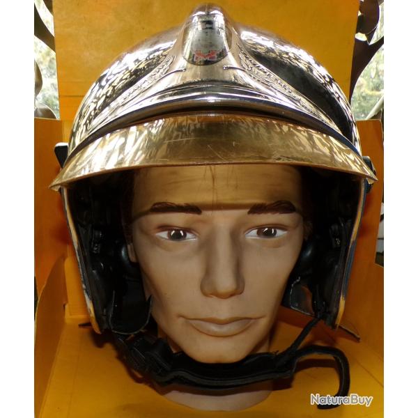 CASQUE DES SAPEURS POMPIERS FRANCAIS , FABRICATION FRANCAISE M.S.A GALLET ,�AVEC DOUBLE VISIERE , NU