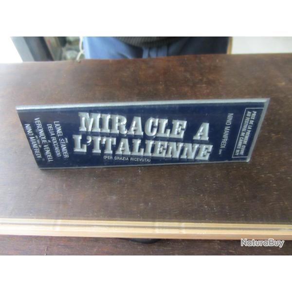 Plaque impression publicitaire film Miracle � l'italienne 1971