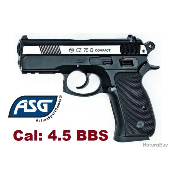 Pistolet GNB  CZ 75D Compact bicolore  ASG - Co2  Billes Acier Cal 4.5