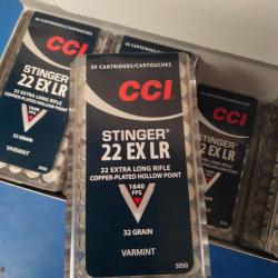 Munitions CCI Stinger 22 Lr par 10 bo&icirc;tes.