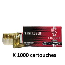 Munitions FIOCCHI FMJ CALIBRE 9 mm Luger / 9 x 19 / 9 mm para 115 GRS 20 boites (1000 munitions )