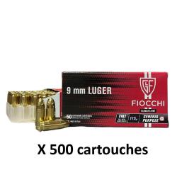 Munitions FIOCCHI FMJ CALIBRE 9 mm Luger / 9 x 19 / 9 mm para 115 GRS 10 boites ( 500 munitions)