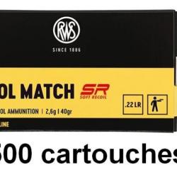 Cartouches RWS 22 LR PISTOL MATCH SR 10 boites ( 500 munitions )