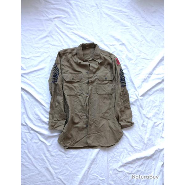 Uniforme - US465095a Shirt flannel O.D coat styl, special (Chemise en flanelle de laine brune)