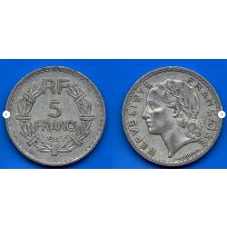 France 5 Francs 1945 Piece Franc Lavrillier