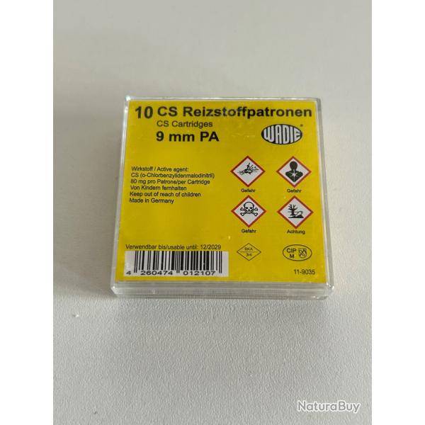 Balle de d�fense Wadie Cs � gaz - Par 10 - Cal. 9 mm P.A