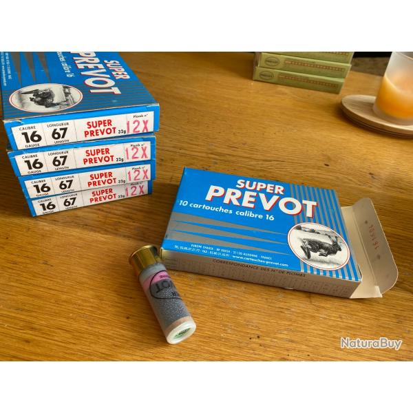 5 boites de Cartouches Super Pr�vot, calibre 16 - 32g, plomb de 12