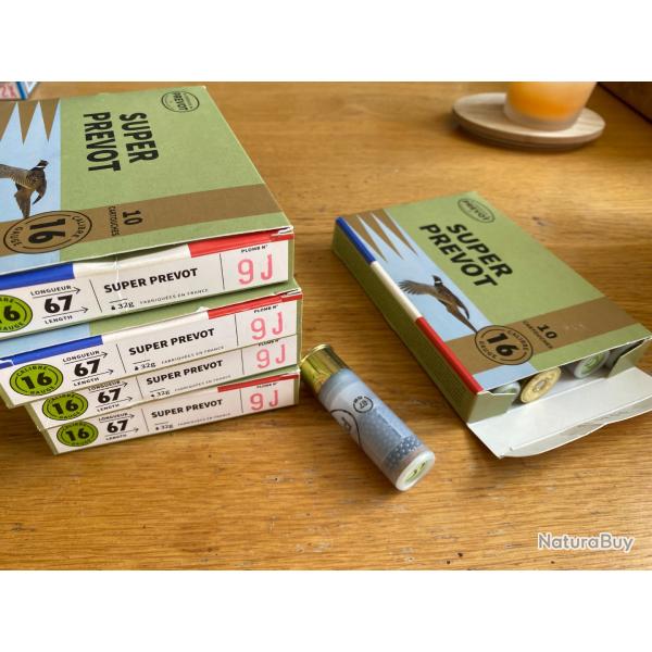 5 boites de Cartouches Super Pr�vot, calibre 16 - 32g, plomb de 9