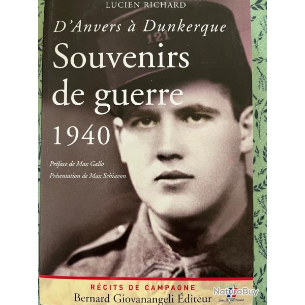 livre souvenirs de guerre 1940 d'Anvers a Dunkerque