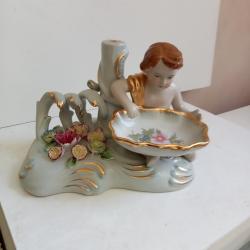 statuette en c&eacute;ramique &eacute;maill&eacute; sign&eacute; RB XIX&egrave;me hauteur 14 cm longueur 18 cm