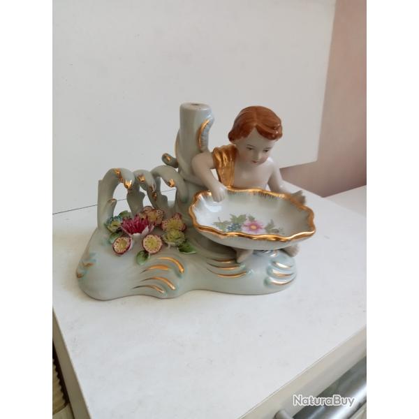 statuette en c�ramique �maill� sign� RB XIX�me hauteur 14 cm longueur 18 cm