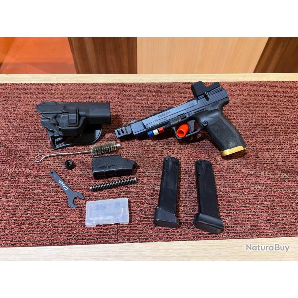PISTOLET CANIK TP9 SFX MOD II CUSTOM NOIR/OR CAL9X19 + ACCESS + MECANIK - OCCASION