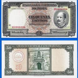 Mozambique 50 Escudos 1958 Portugal Billet Ultramarino Afonso