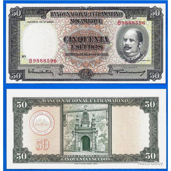 Mozambique 50 Escudos 1958 Portugal Billet Ultramarino Afonso