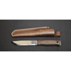 Morakniv Garberg Grand BlackBlade C 14640 - Couteau Bushcraft Pleine Soie Acier Carbone + &Eacute;tui Cuir 