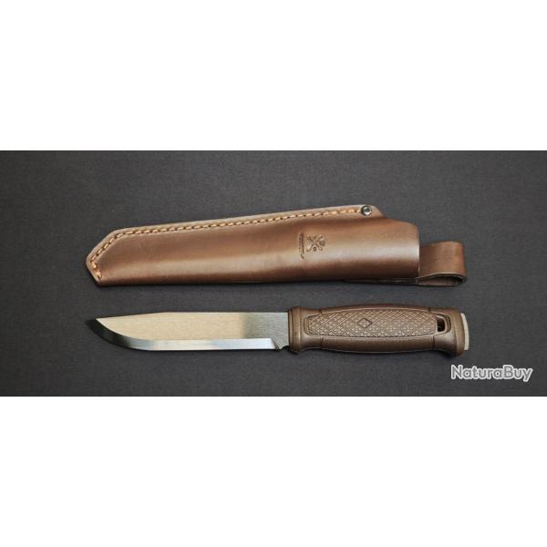 Morakniv Garberg Grand BlackBlade C 14640 - Couteau Bushcraft Pleine Soie Acier Carbone + �tui Cuir 