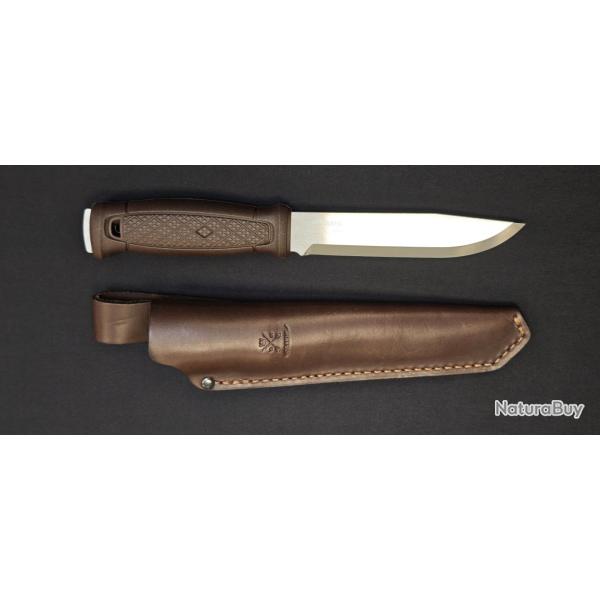 Morakniv Garberg Grand S 14641 - Couteau Bushcraft Pleine Soie Acier Inox 14C28N + �tui Cuir (Manche