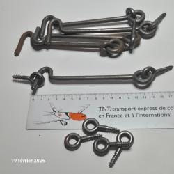 Lot de 5 crochets loquets tr&egrave;s anciens pour volets, porte, et les pitons