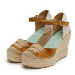 Espadrilles compens&eacute;es beige avec bride cheville et lacet d&eacute;coratif  37 moka