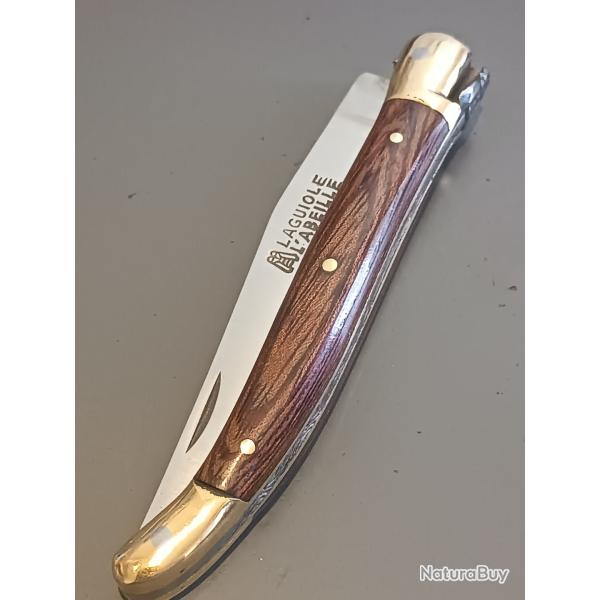 ANCIEN COUTEAU LAGUIOLE L'ABEILLE, THERIAS, THIERS, manche BOIS, guilloch�