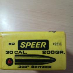 50 OGIVES SPEER CALIBRE 308 .200 GRAINS . SPITZER