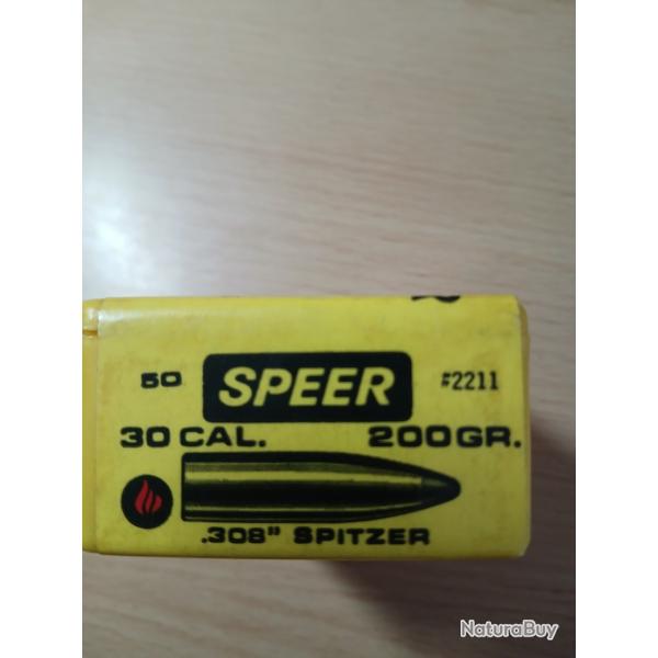50 OGIVES SPEER CALIBRE 308 .200 GRAINS . SPITZER