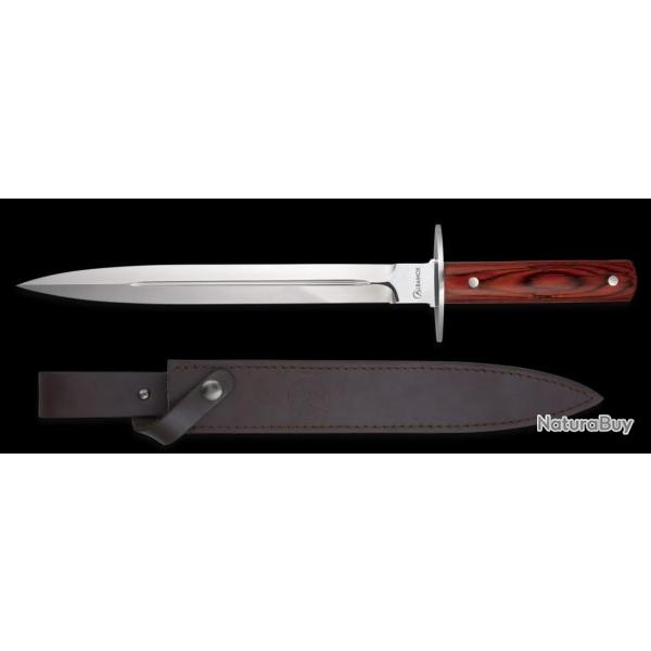 Albainox 31787 Dague de chasse Rematador - lame inox double tranchant, manche bois, �tui cuir
