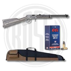 PACK CARABINE RIO BRAVO NICKEL BOIS LAMINE GRIS 22LR - ROSSI ARMS + MUNITIONS CCI STANDARD