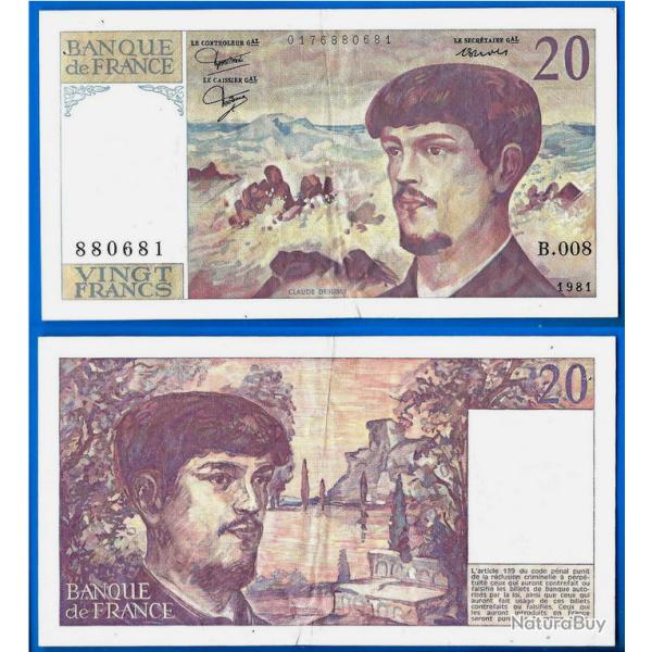France 20 Francs 1981 Debussy Billet Franc