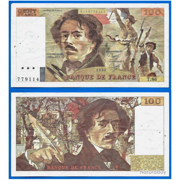 France 100 Francs 1984 Delacroix Billet Franc