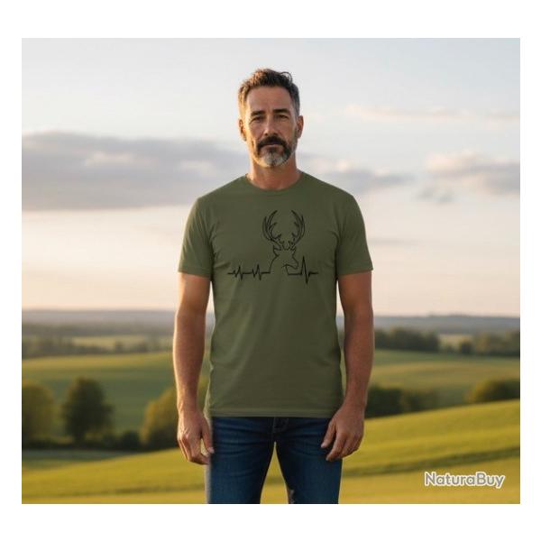 T-Shirt Motif Cerf / ENCHERE 1 EURO Taille au Choix