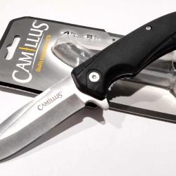 Couteau Semi Automatique Camillus Griddy | Lame Drop Point Acier 420 Satin | Manche TPR Linerlock -