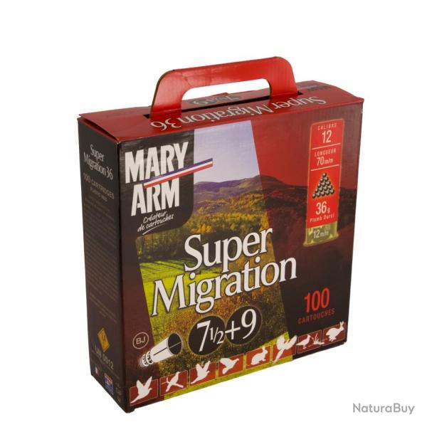 LOT DE 200 CARTOUCHES MARY ARM SUPER  MIGRATION 36 CAL 12X70 36GR N� 7/5+9