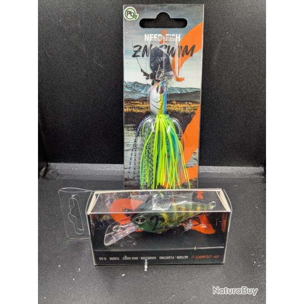 Lot484 / LOT 2 LEURRES NEED 2 FISH .1 CRANKY.S + 1 ZN-SWIM (uv) ... fish and Fishing leurres.