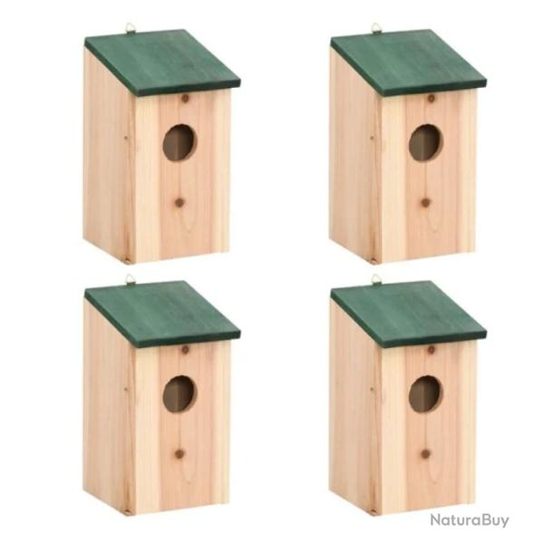Nichoirs bois pin 12x12x22 cm suspendus ext�rieur abri oiseaux 4 pcs