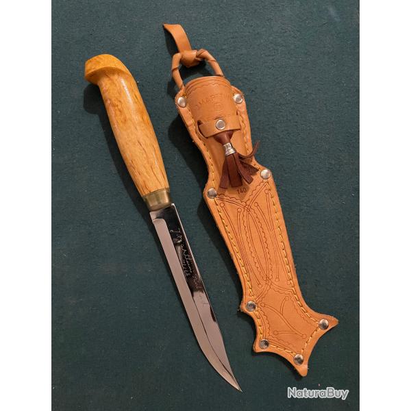 MARTTIINI FINLANDE COUTEAU DE CHASSE, poign�e monoxyle en bois, lame = 14,5cm, fourreau en cuir neuf
