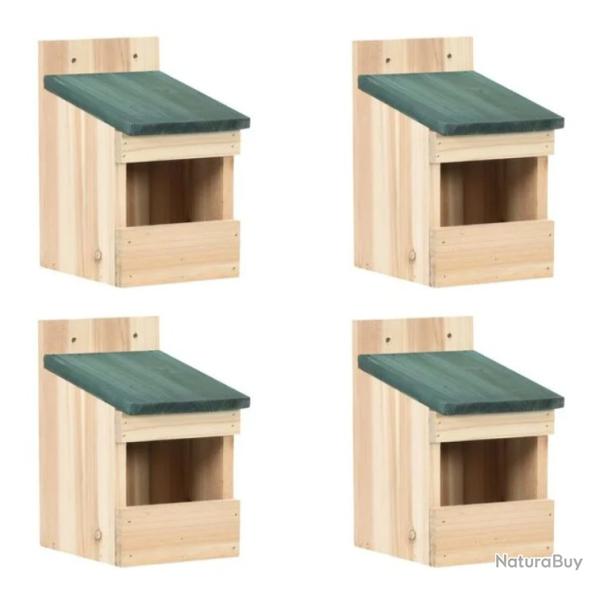 Nichoirs bois sapin 12x16x20 cm ext�rieur abri oiseaux 4 pcs