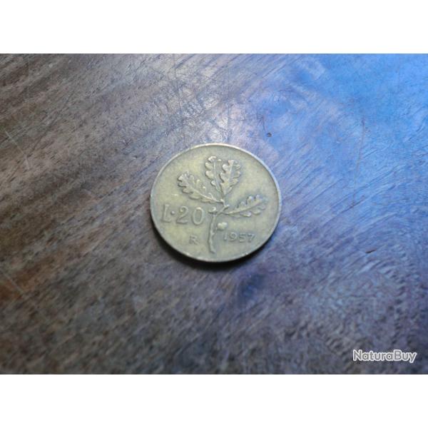 monnaie italie 20 lire 1957